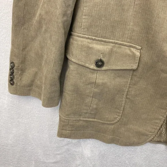 Vintage Tasso Elba Corduroy Safari Blazer Jacket RARE Mens Large L Elbow Patches